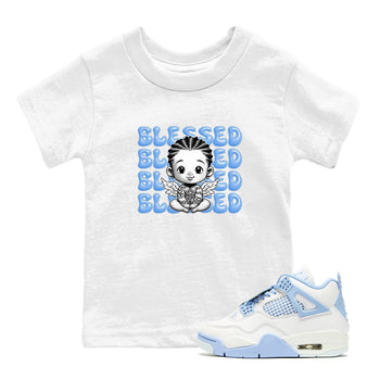 4s Forget Me Not shirts to match jordans Blessed Baby graphic tees Air Jordan 4 Forget Me Not match shoes to clothes SNRT Sneaker Tees Youth Baby White 1 tee