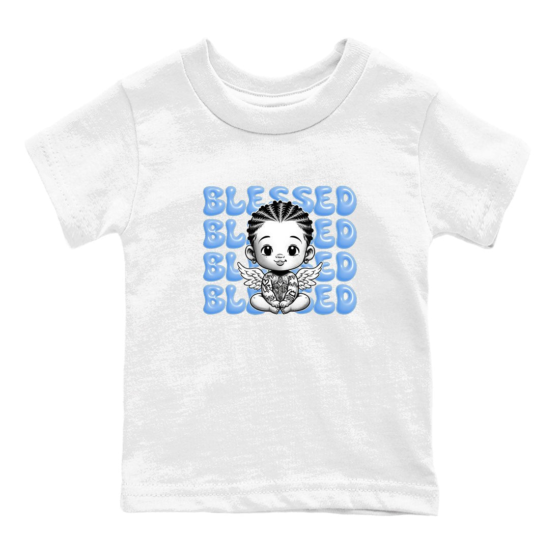 4s Forget Me Not shirts to match jordans Blessed Baby graphic tees Air Jordan 4 Forget Me Not match shoes to clothes SNRT Sneaker Tees Youth Baby White 2 tee