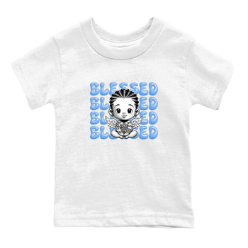 4s Forget Me Not shirts to match jordans Blessed Baby graphic tees Air Jordan 4 Forget Me Not match shoes to clothes SNRT Sneaker Tees Youth Baby White 2 tee
