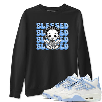 4s Forget Me Not shirts to match jordans Blessed Baby graphic tees Air Jordan 4 Forget Me Not match shoes to clothes SNRT Sneaker Tees unisex cotton Black 1 shirts