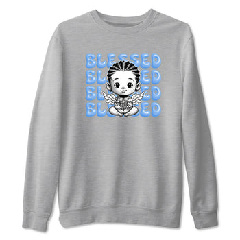 4s Forget Me Not shirts to match jordans Blessed Baby graphic tees Air Jordan 4 Forget Me Not match shoes to clothes SNRT Sneaker Tees unisex cotton Heather Grey 2 shirts