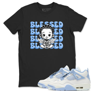 4s Forget Me Not shirts to match jordans Blessed Baby graphic tees Air Jordan 4 Forget Me Not match shoes to clothes SNRT Sneaker Tees unisex cotton Black 1 shirts