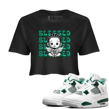 Air Jordan 4 Retro Oxidized Green shirts to match jordans Blessed Baby sneaker match tees Air Jordan 4 Oxidized Green SNRT Sneaker Tees streetwear brand Black 1 crop tee