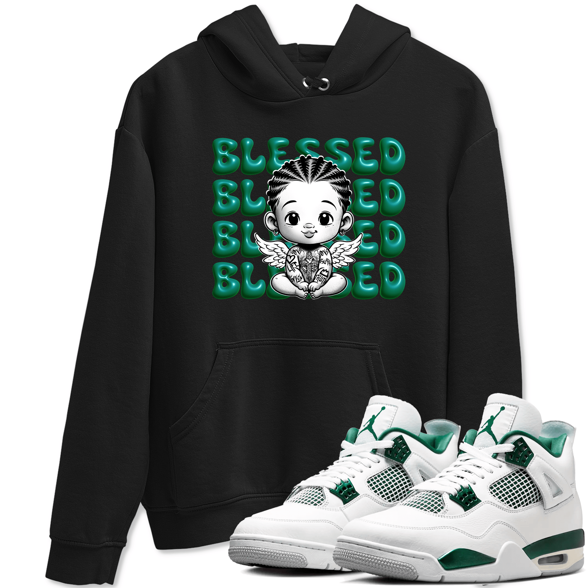 Air Jordan 4 Retro Oxidized Green shirts to match jordans Blessed Baby sneaker match tees Air Jordan 4 Oxidized Green SNRT Sneaker Tees streetwear brand Black 1 unisex cotton tee
