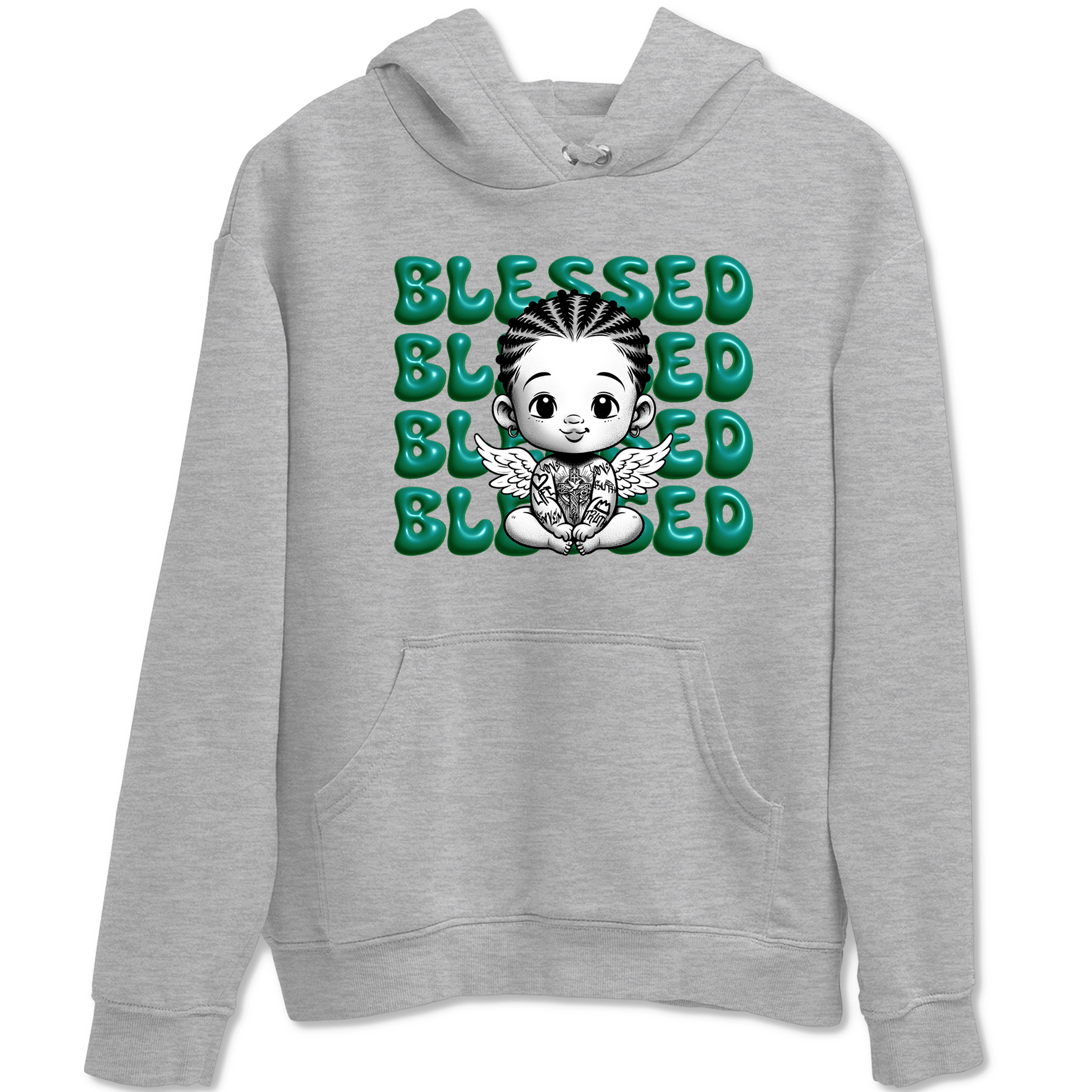 Air Jordan 4 Retro Oxidized Green shirts to match jordans Blessed Baby sneaker match tees Air Jordan 4 Oxidized Green SNRT Sneaker Tees streetwear brand Heather Grey 2 unisex cotton tee