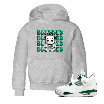 Air Jordan 4 Retro Oxidized Green shirts to match jordans Blessed Baby sneaker match tees Air Jordan 4 Oxidized Green SNRT Sneaker Tees streetwear brand Baby and Youth Heather Grey 1 cotton tee