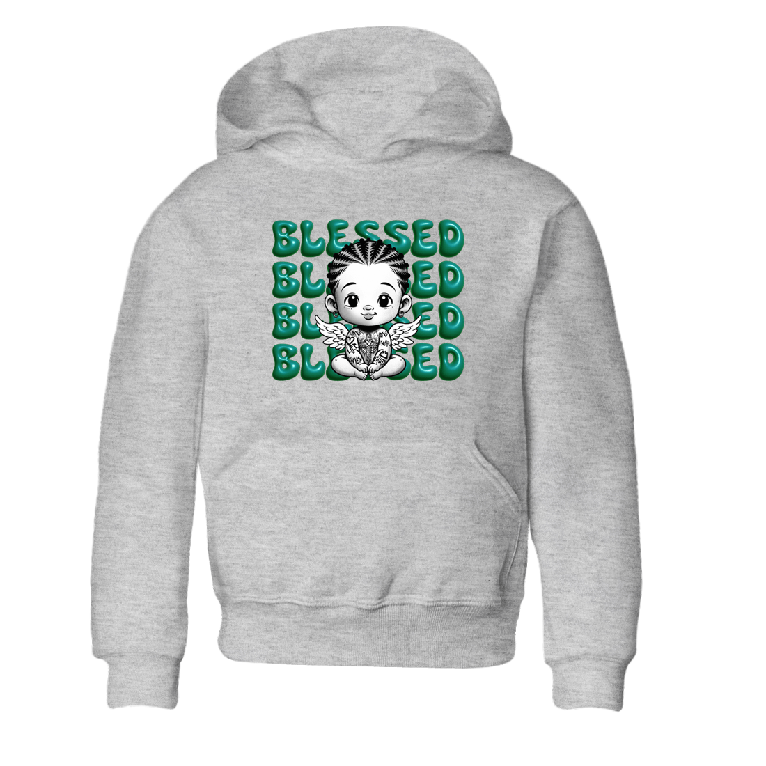 Air Jordan 4 Retro Oxidized Green shirts to match jordans Blessed Baby sneaker match tees Air Jordan 4 Oxidized Green SNRT Sneaker Tees streetwear brand Baby and Youth Heather Grey 2 cotton tee