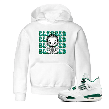 Air Jordan 4 Retro Oxidized Green shirts to match jordans Blessed Baby sneaker match tees Air Jordan 4 Oxidized Green SNRT Sneaker Tees streetwear brand Baby and Youth White 1 cotton tee