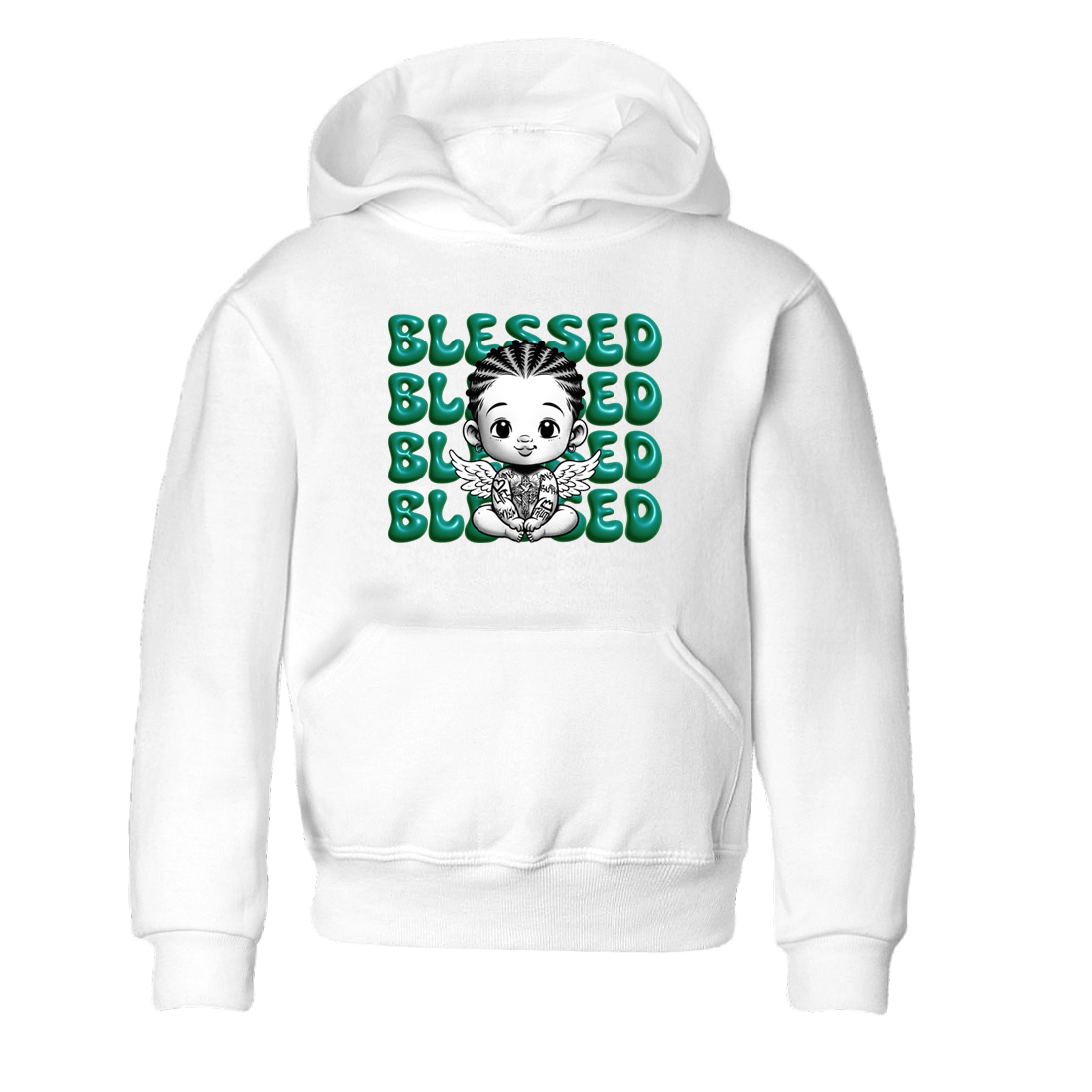 Air Jordan 4 Retro Oxidized Green shirts to match jordans Blessed Baby sneaker match tees Air Jordan 4 Oxidized Green SNRT Sneaker Tees streetwear brand Baby and Youth White 2 cotton tee