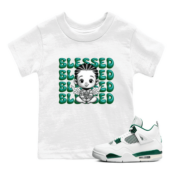 Air Jordan 4 Retro Oxidized Green shirts to match jordans Blessed Baby sneaker match tees Air Jordan 4 Oxidized Green SNRT Sneaker Tees streetwear brand Baby and Youth White 1 cotton tee