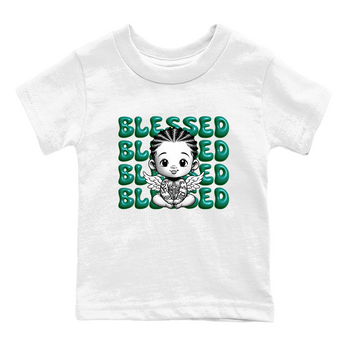 Air Jordan 4 Retro Oxidized Green shirts to match jordans Blessed Baby sneaker match tees Air Jordan 4 Oxidized Green SNRT Sneaker Tees streetwear brand Baby and Youth White 2 cotton tee