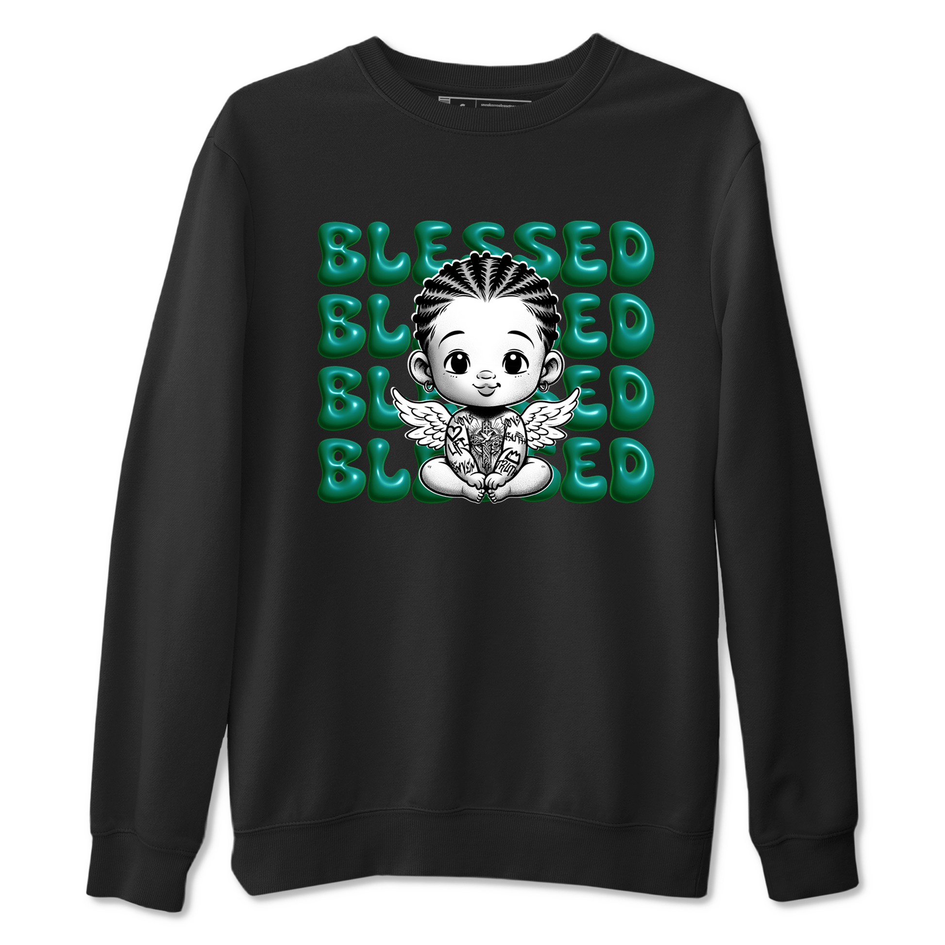 Air Jordan 4 Retro Oxidized Green shirts to match jordans Blessed Baby sneaker match tees Air Jordan 4 Oxidized Green SNRT Sneaker Tees streetwear brand Black 2 unisex cotton tee