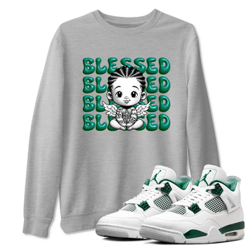 Air Jordan 4 Retro Oxidized Green shirts to match jordans Blessed Baby sneaker match tees Air Jordan 4 Oxidized Green SNRT Sneaker Tees streetwear brand Heather Grey 1 unisex cotton tee