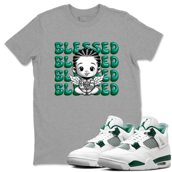 Air Jordan 4 Retro Oxidized Green shirts to match jordans Blessed Baby sneaker match tees Air Jordan 4 Oxidized Green SNRT Sneaker Tees streetwear brand Heather Grey 1 unisex cotton tee