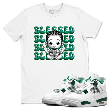 Air Jordan 4 Retro Oxidized Green shirts to match jordans Blessed Baby sneaker match tees Air Jordan 4 Oxidized Green SNRT Sneaker Tees streetwear brand White 1 unisex cotton tee