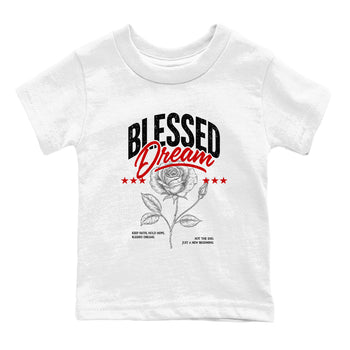 Sneaker match tees – Sneaker Threads To Match Air Foamposite Cough Drop Shoes, Air Foamposite One Black and Varsity Red – Blessed Dream Kids T-Shirt White 2