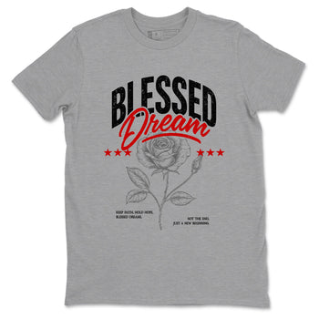 Sneaker match tees – Sneaker Threads To Match Air Foamposite Cough Drop Shoes, Air Foamposite One Black and Varsity Red – Blessed Dream Tee Heather Grey 2