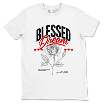 Sneaker match tees – Sneaker Threads To Match Air Foamposite Cough Drop Shoes, Air Foamposite One Black and Varsity Red – Blessed Dream Tee White 2