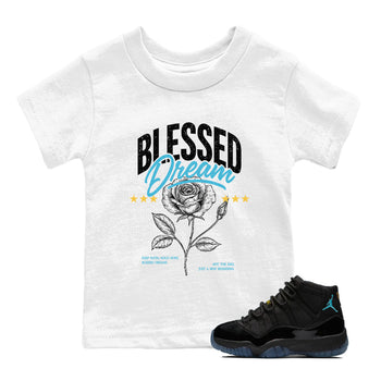 Sneaker Threads – Sneaker Tees To Match Air Jordan 11 Retro Gamma – Blessed Dream Youth Graphic Tee White 1. Perfect for Jordan releases 2025 colorways.