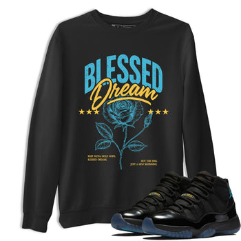 Sneaker Threads – Sneaker Tees To Match Air Jordan 11 Retro Gamma – Blessed Dream Graphic Tee Black 1. Perfect for Jordan releases 2025 colorways.