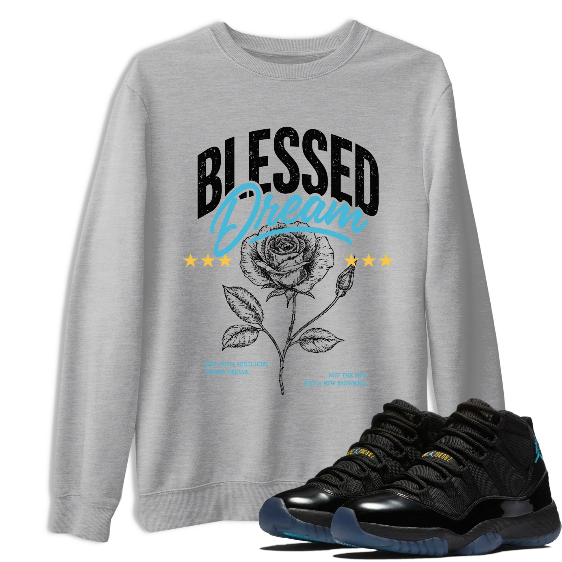 Sneaker Threads – Sneaker Tees To Match Air Jordan 11 Retro Gamma – Blessed Dream Graphic Tee Heather Grey 1. Perfect for Jordan releases 2025 colorways.