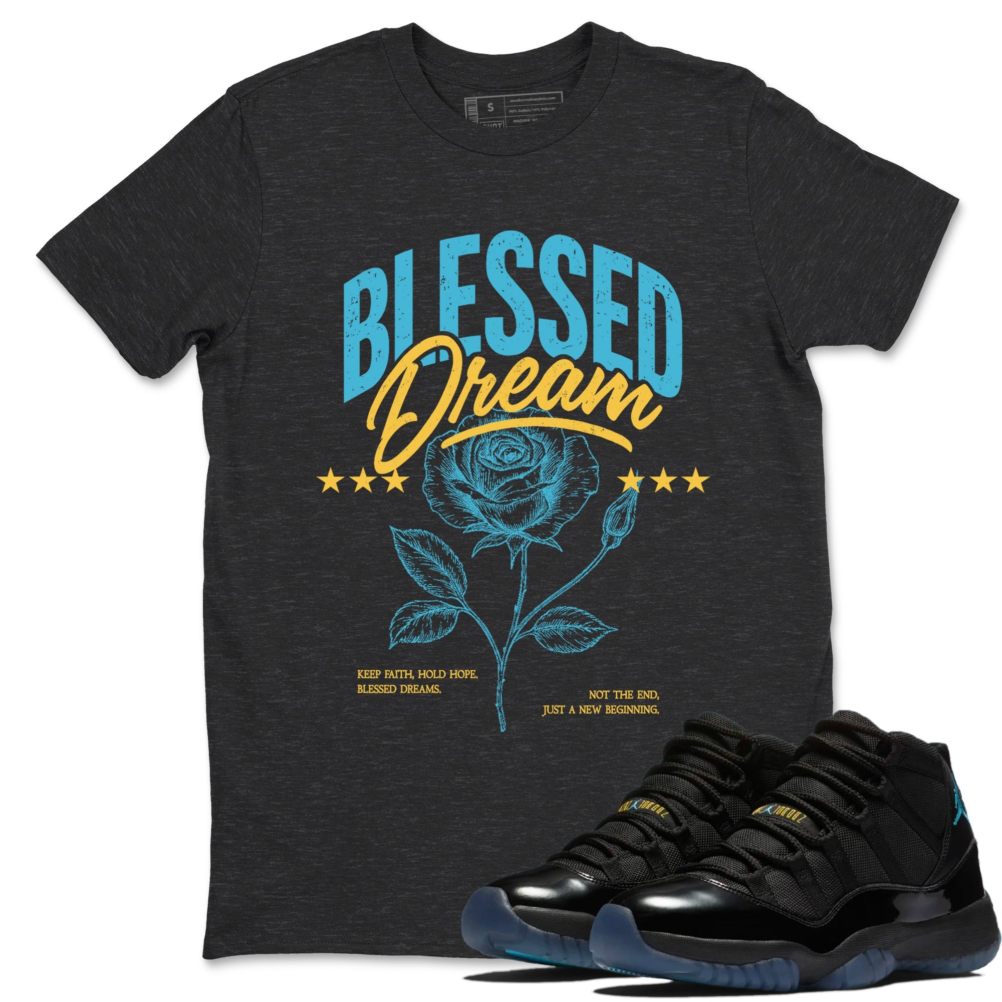 Sneaker Threads – Sneaker Tees To Match Air Jordan 11 Retro Gamma – Blessed Dream Graphic Tee Charcoal Heather 2. Perfect for Jordan releases 2025 colorways.