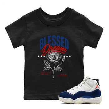 Sneaker match tees – Sneaker Threads To Match Air Jordan 11 Rare Air Shoes – Blessed Dream Kids T-Shirt Black 1