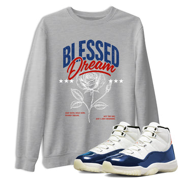 Sneaker match tees – Sneaker Threads To Match Air Jordan 11 Rare Air Shoes – Blessed Dream Tee Heather Grey 1