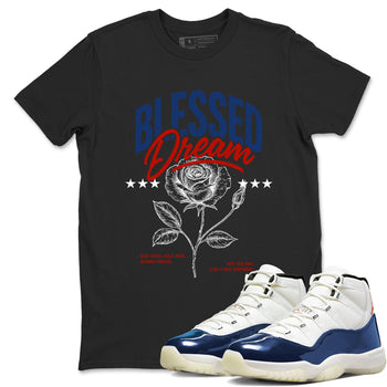 Sneaker match tees – Sneaker Threads To Match Air Jordan 11 Rare Air Shoes – Blessed Dream Tee Black 1