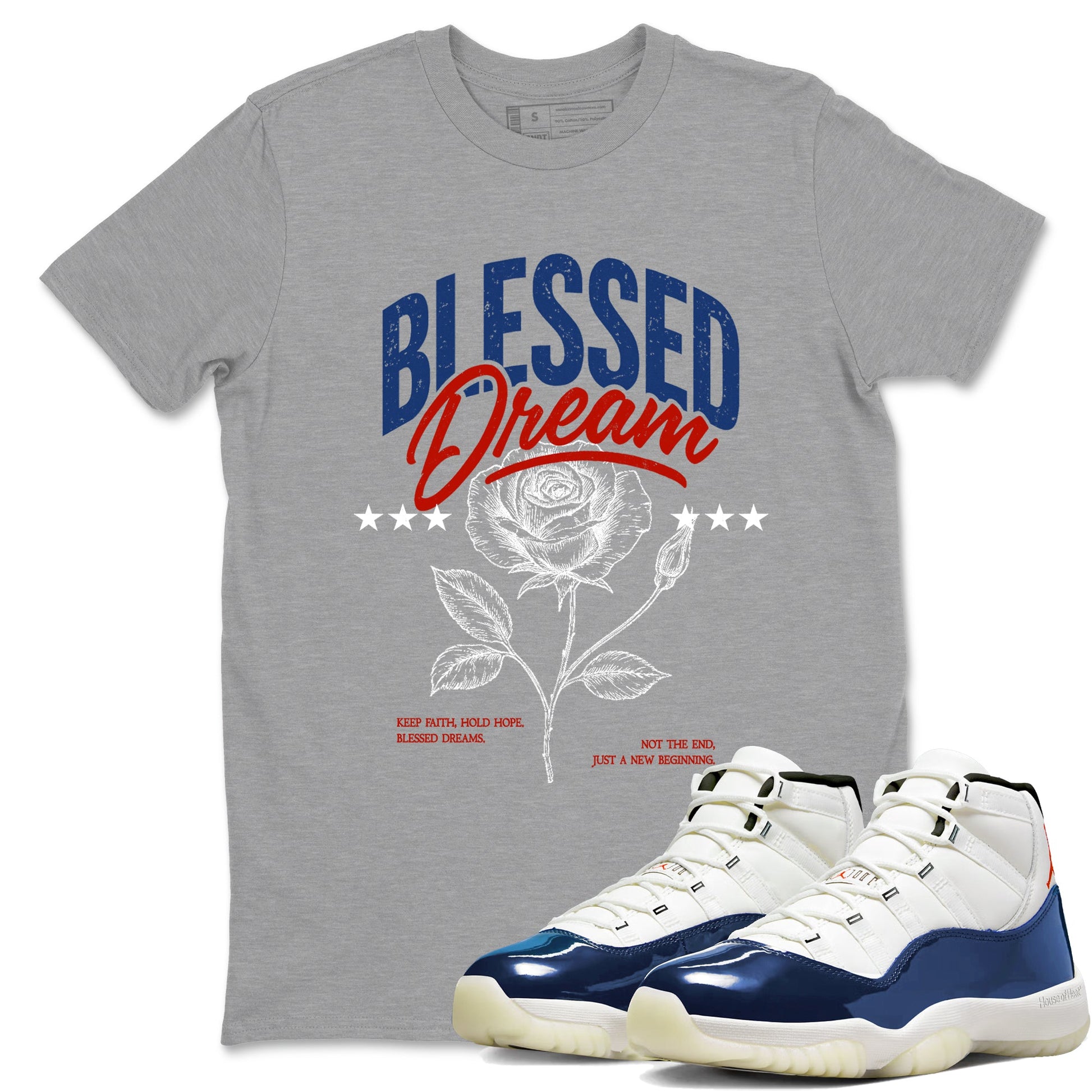 Sneaker match tees – Sneaker Threads To Match Air Jordan 11 Rare Air Shoes – Blessed Dream Tee Heather Grey 1