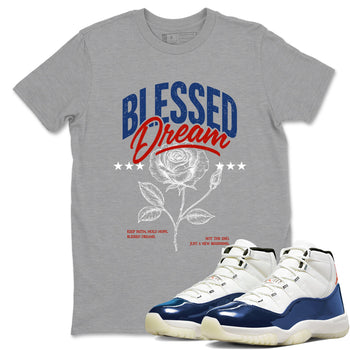 Sneaker match tees – Sneaker Threads To Match Air Jordan 11 Rare Air Shoes – Blessed Dream Tee Heather Grey 1
