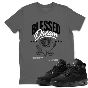 Sneaker match tees – Sneaker Tees To Match Air Jordan 4 Black Cat Shoes – Blessed Dream Tee Cool Grey 1