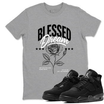 Sneaker match tees – Sneaker Tees To Match Air Jordan 4 Black Cat Shoes – Blessed Dream Tee Heather Grey 1