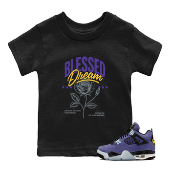 Best Sneakerfits graphic tee – Los Angeles Basketball Tees To Match Air Jordan 4 Lakeshow – Blessed Dream Kids T-Shirt Black 1