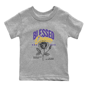 Best Sneakerfits graphic tee – Los Angeles Basketball Tees To Match Air Jordan 4 Lakeshow – Blessed Dream Kids T-Shirt Heather Grey 2