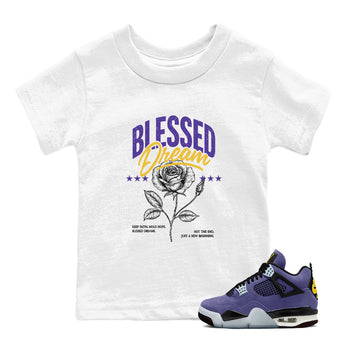 Best Sneakerfits graphic tee – Los Angeles Basketball Tees To Match Air Jordan 4 Lakeshow – Blessed Dream Kids T-Shirt White 1