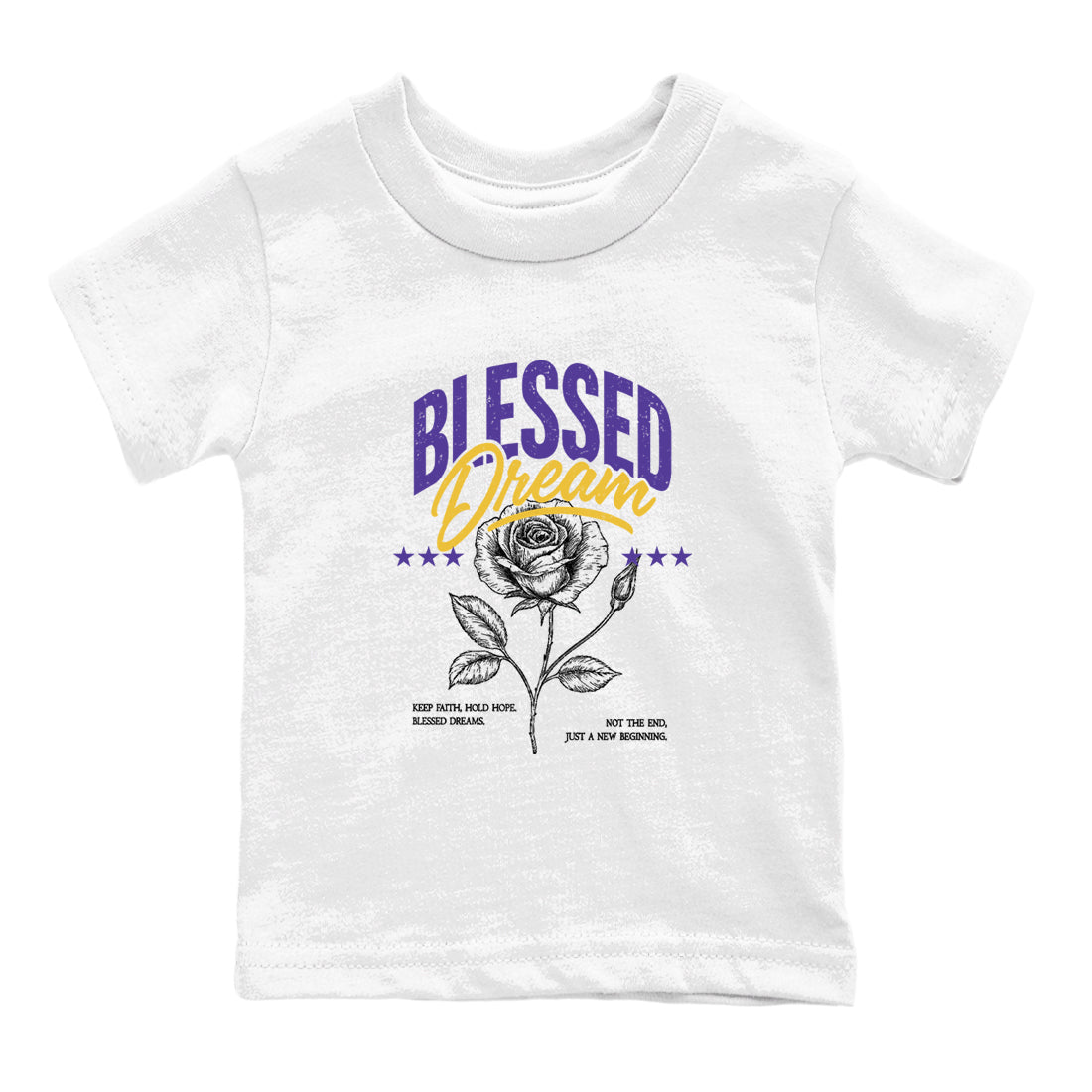 Best Sneakerfits graphic tee – Los Angeles Basketball Tees To Match Air Jordan 4 Lakeshow – Blessed Dream Kids T-Shirt White 2