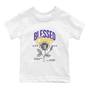 Best Sneakerfits graphic tee – Los Angeles Basketball Tees To Match Air Jordan 4 Lakeshow – Blessed Dream Kids T-Shirt White 2