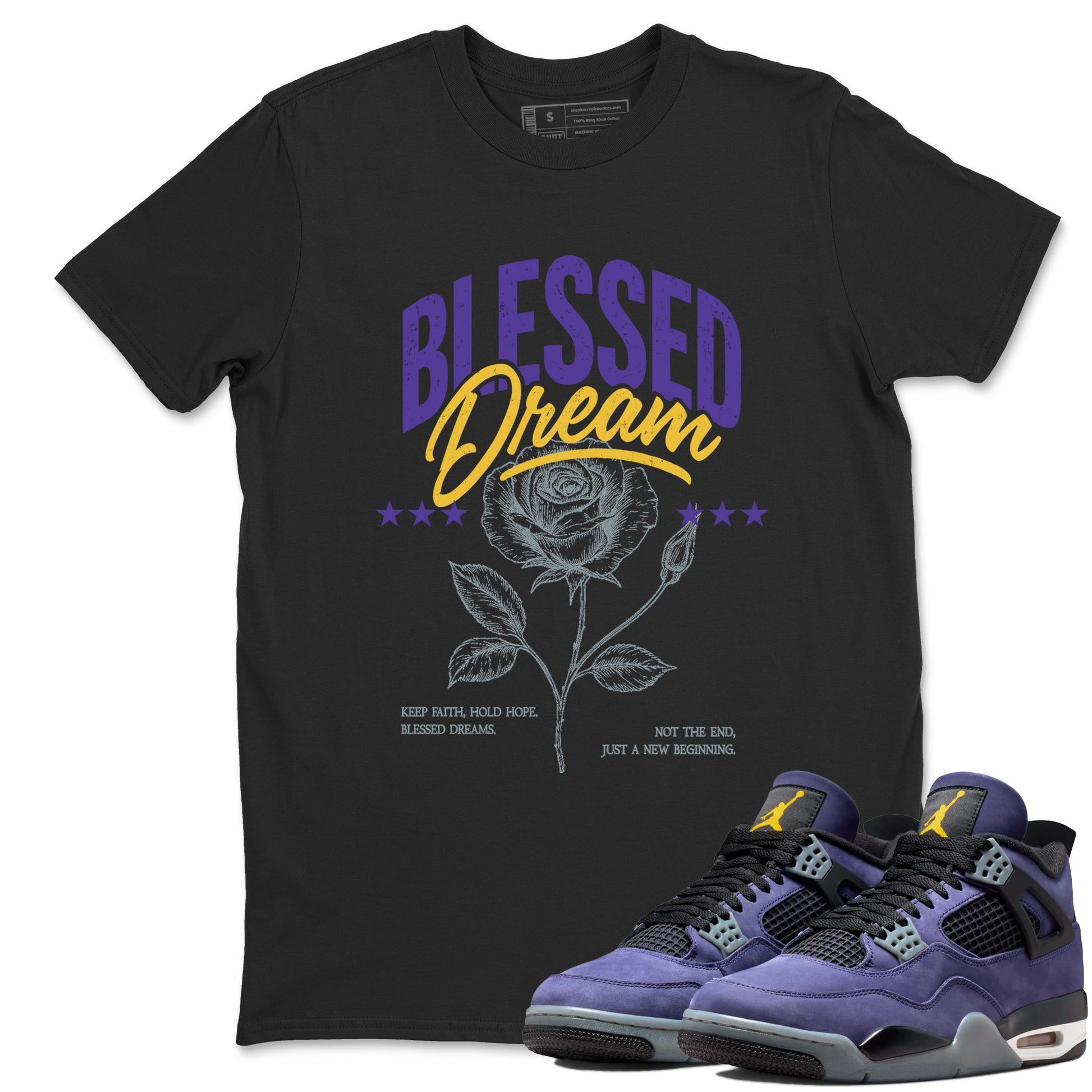 Best Sneakerfits graphic tee – Los Angeles Basketball Tees To Match Air Jordan 4 Lakeshow – Blessed Dream Tee Black 1