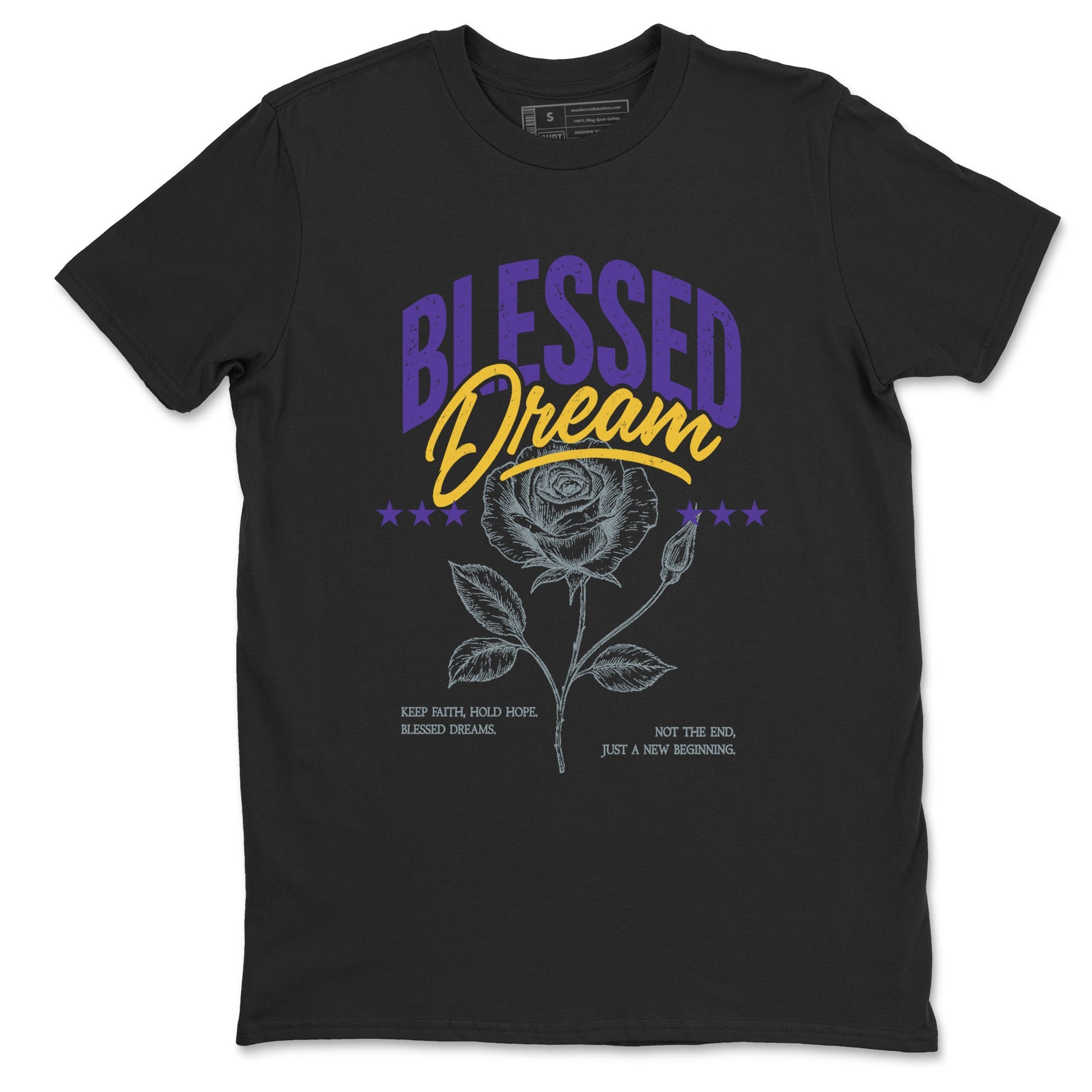 Best Sneakerfits graphic tee – Los Angeles Basketball Tees To Match Air Jordan 4 Lakeshow – Blessed Dream Tee Black 2