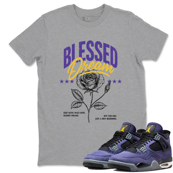 Best Sneakerfits graphic tee – Los Angeles Basketball Tees To Match Air Jordan 4 Lakeshow – Blessed Dream Tee Heather Grey 1