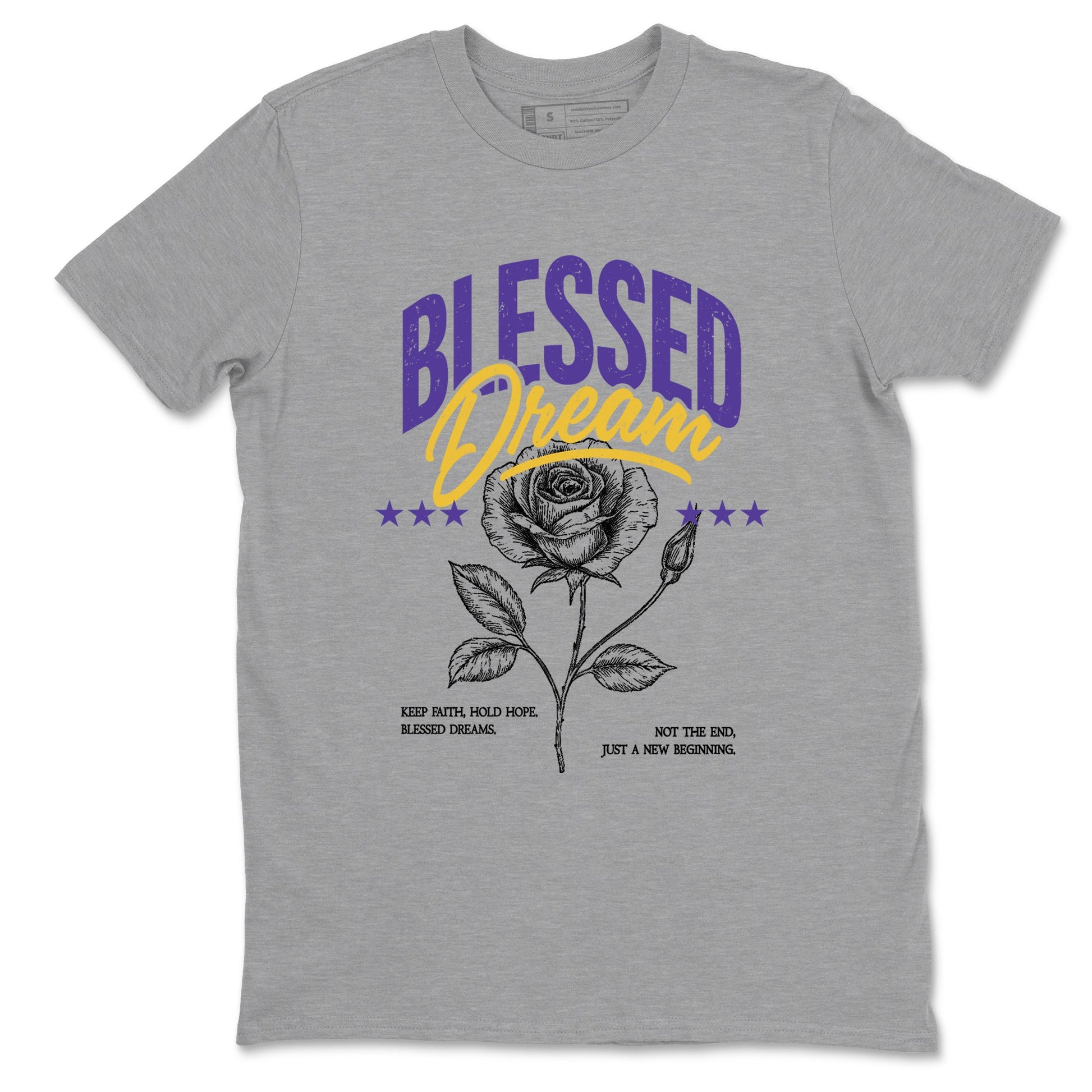 Best Sneakerfits graphic tee – Los Angeles Basketball Tees To Match Air Jordan 4 Lakeshow – Blessed Dream Tee Heather Grey 2