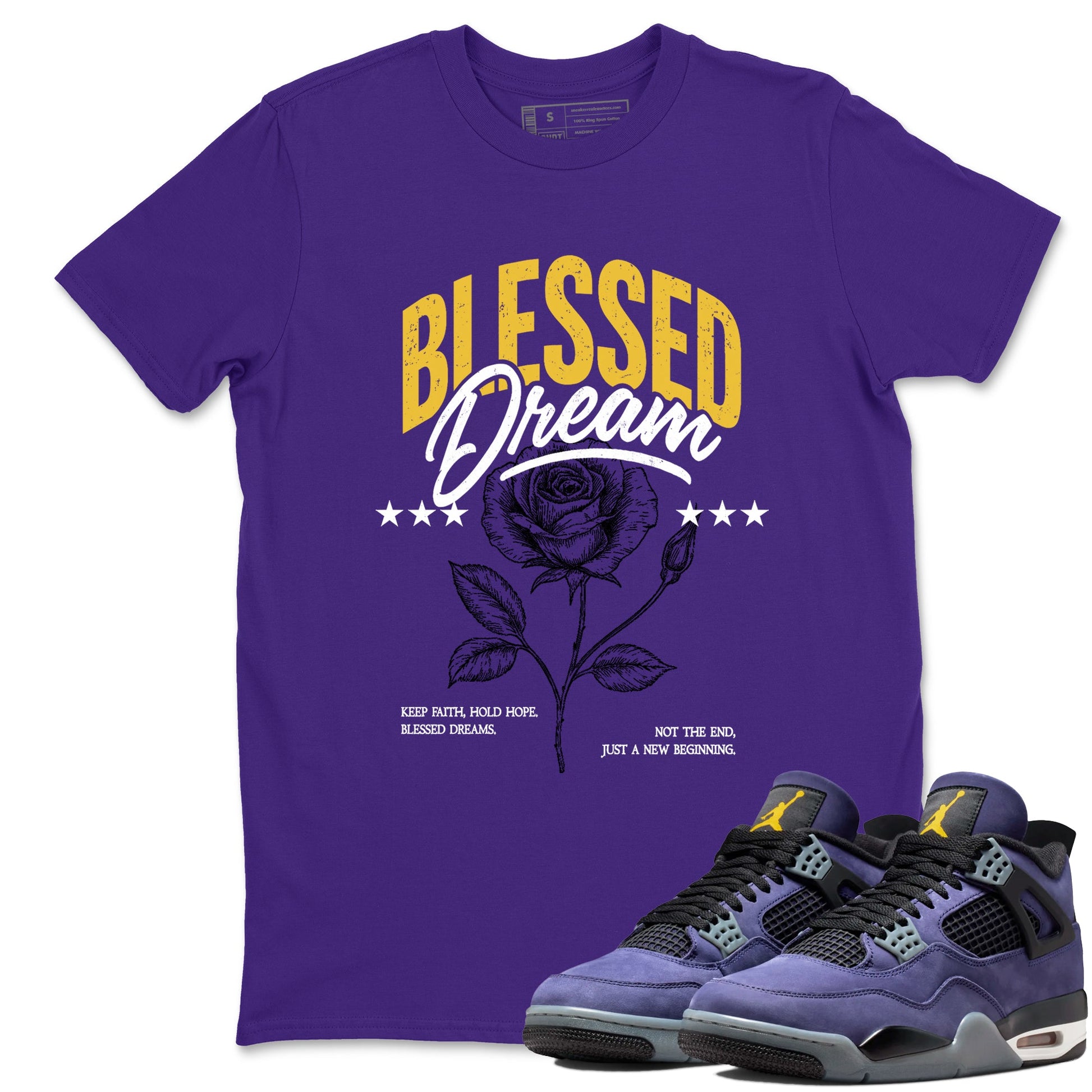 Best Sneakerfits graphic tee – Los Angeles Basketball Tees To Match Air Jordan 4 Lakeshow – Blessed Dream Tee Purple 1