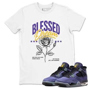 Best Sneakerfits graphic tee – Los Angeles Basketball Tees To Match Air Jordan 4 Lakeshow – Blessed Dream Tee White 1