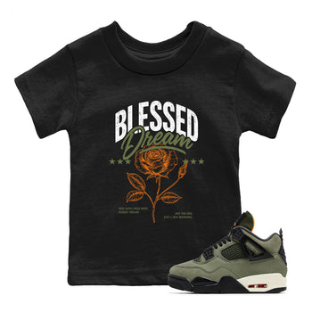 Sneaker match tees – Sneaker Threads To Match Air Jordan 4 OG Olive Shoes, Air Jordan 4 OG Olive – Blessed Dream Kids T-Shirt Black 1