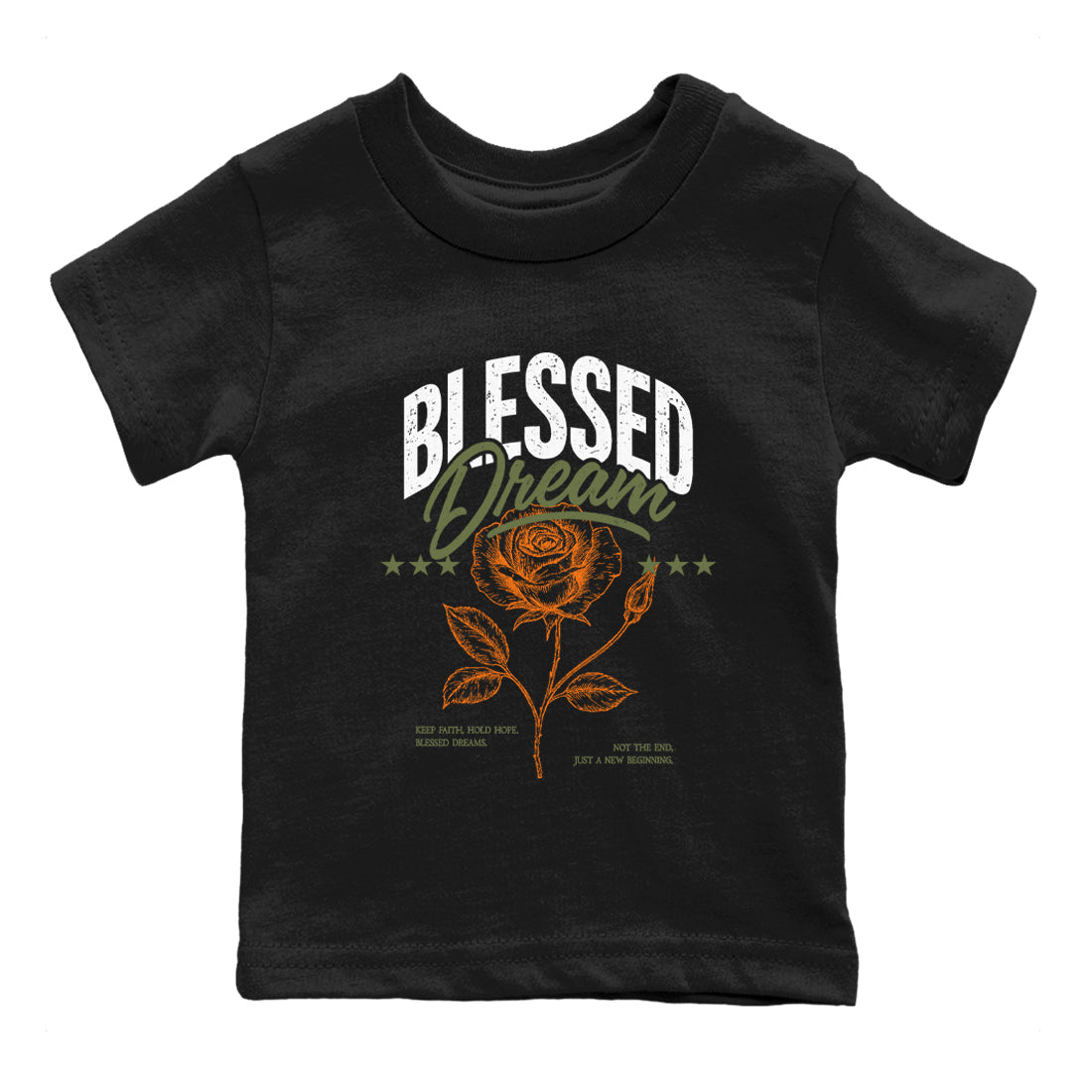 Sneaker match tees – Sneaker Threads To Match Air Jordan 4 OG Olive Shoes, Air Jordan 4 OG Olive – Blessed Dream Kids T-Shirt Black 2