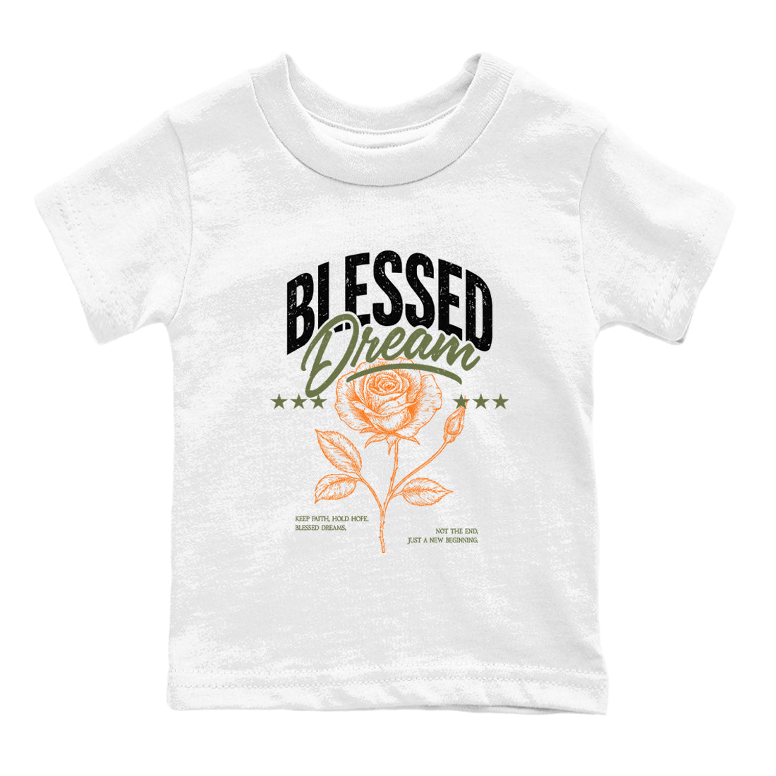 Sneaker match tees – Sneaker Threads To Match Air Jordan 4 OG Olive Shoes, Air Jordan 4 OG Olive – Blessed Dream Kids T-Shirt White 2