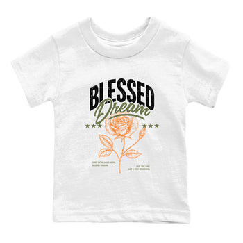 Sneaker match tees – Sneaker Threads To Match Air Jordan 4 OG Olive Shoes, Air Jordan 4 OG Olive – Blessed Dream Kids T-Shirt White 2