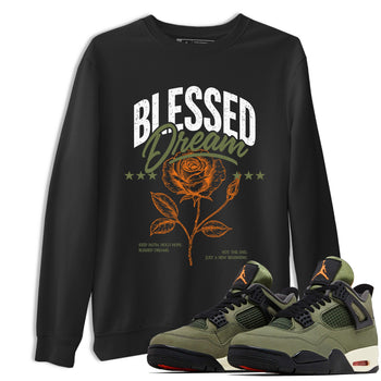 Sneaker match tees – Sneaker Threads To Match Air Jordan 4 OG Olive Shoes, Air Jordan 4 OG Olive – Blessed Dream Tee Black 1