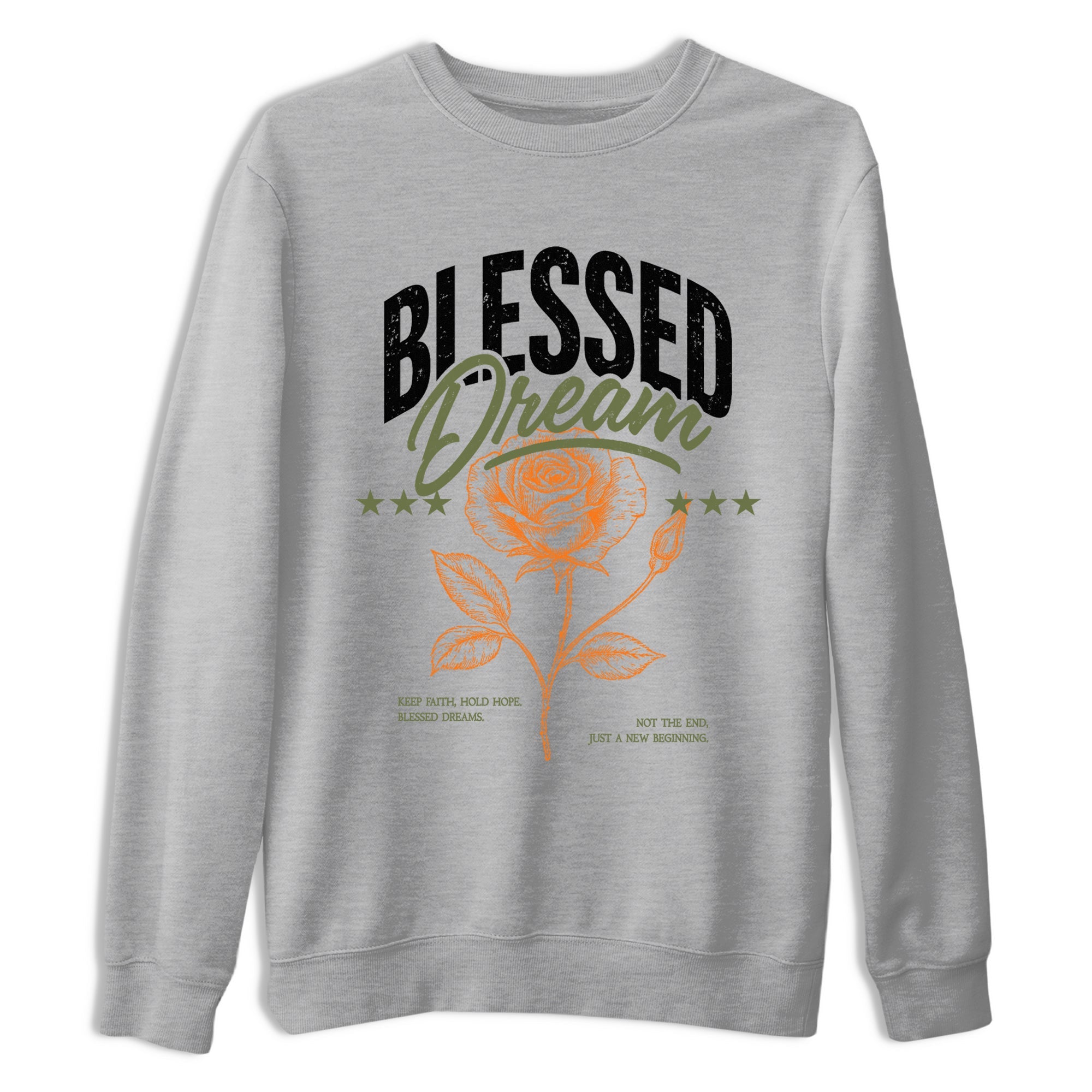 Sneaker match tees – Sneaker Threads To Match Air Jordan 4 OG Olive Shoes, Air Jordan 4 OG Olive – Blessed Dream Tee Heather Grey 2